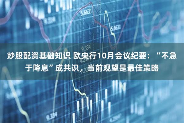 炒股配资基础知识 欧央行10月会议纪要：“不急于降息”成共识，当前观望是最佳策略
